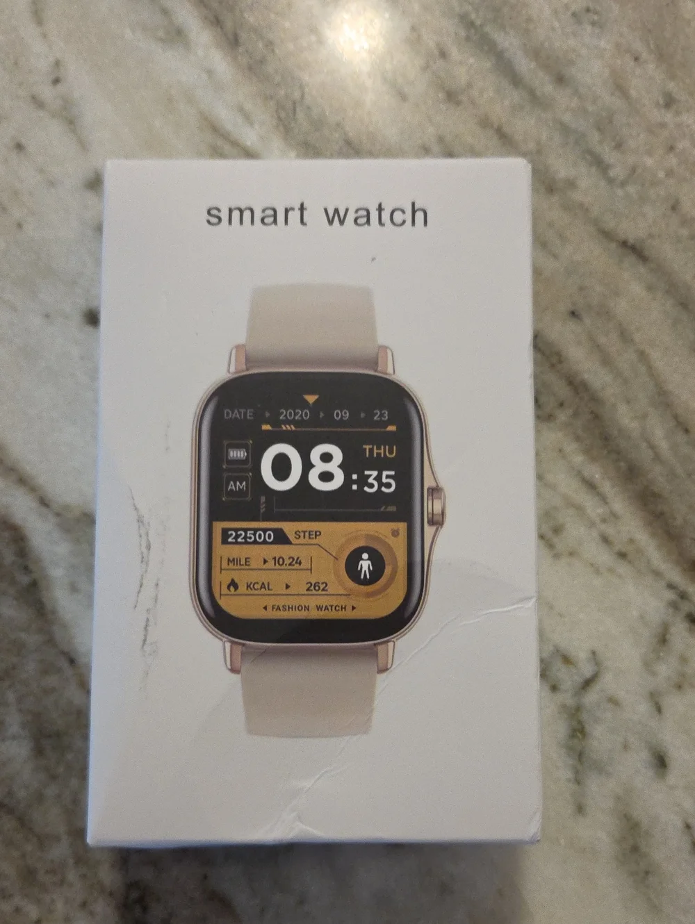 Smart Watch with Beige Band and Rose Gold Case - Health & Activity Tracker